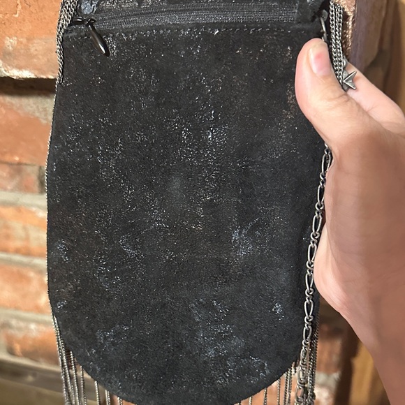 Free People Black suede Fringe Chain Women Bag - Picture 6 of 6